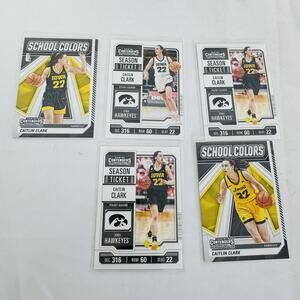 5 2024 Panini Caitlin Clark Collection School Colors Season Ticket Iowa Hawkeyes